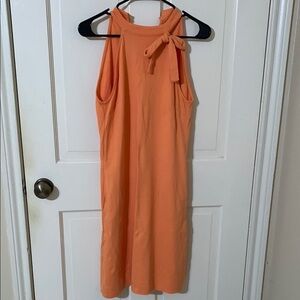 New York & Company Orange Tie Front Halter Midi Dress